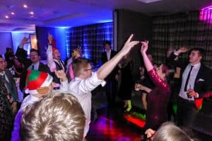 Audience dancing at a !daft! cover band Christmas party gig