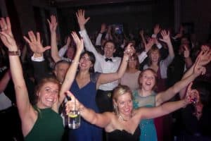 Happy audience at a !daft! Christmas party gig